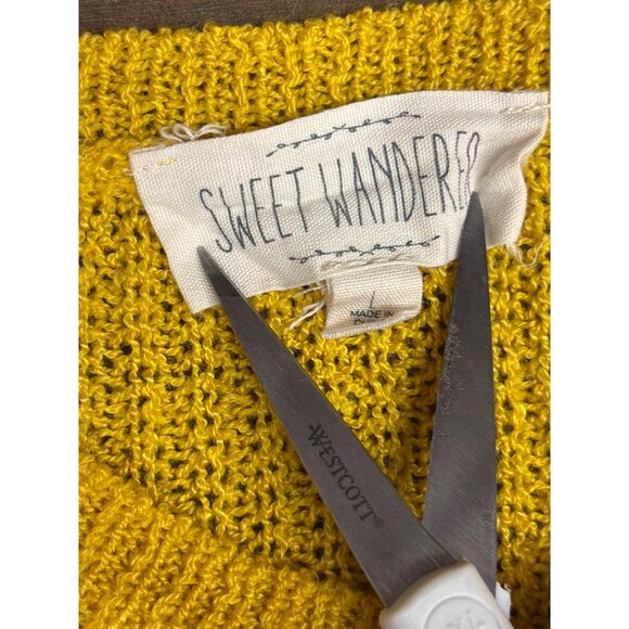 Sweet Wanderer Mustard Yellow Knit Sweater Womens - Picture 4 of 5